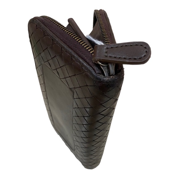 Bottega Veneta Brown Intrecciato Woven Leather Zip Around Wallet - Picture 9 of 17